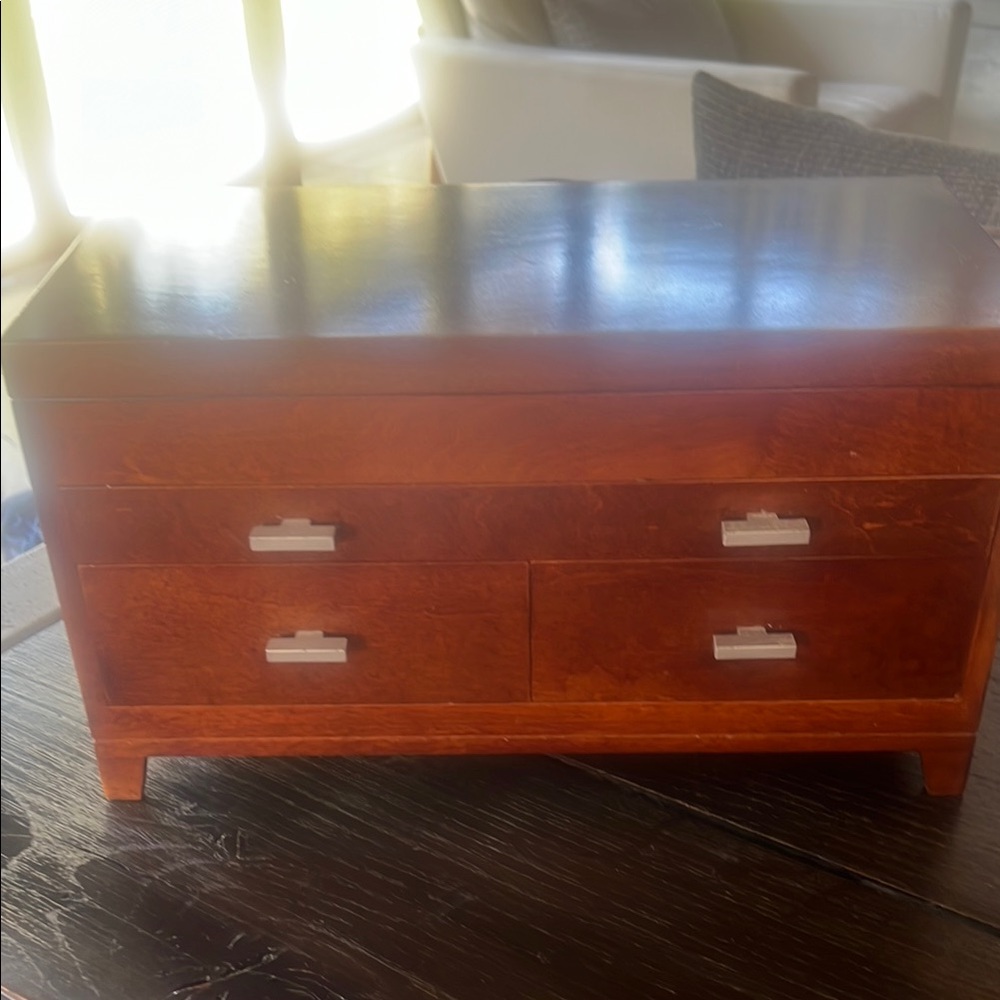 Brown Jewelry Organizer with Dual Drawers